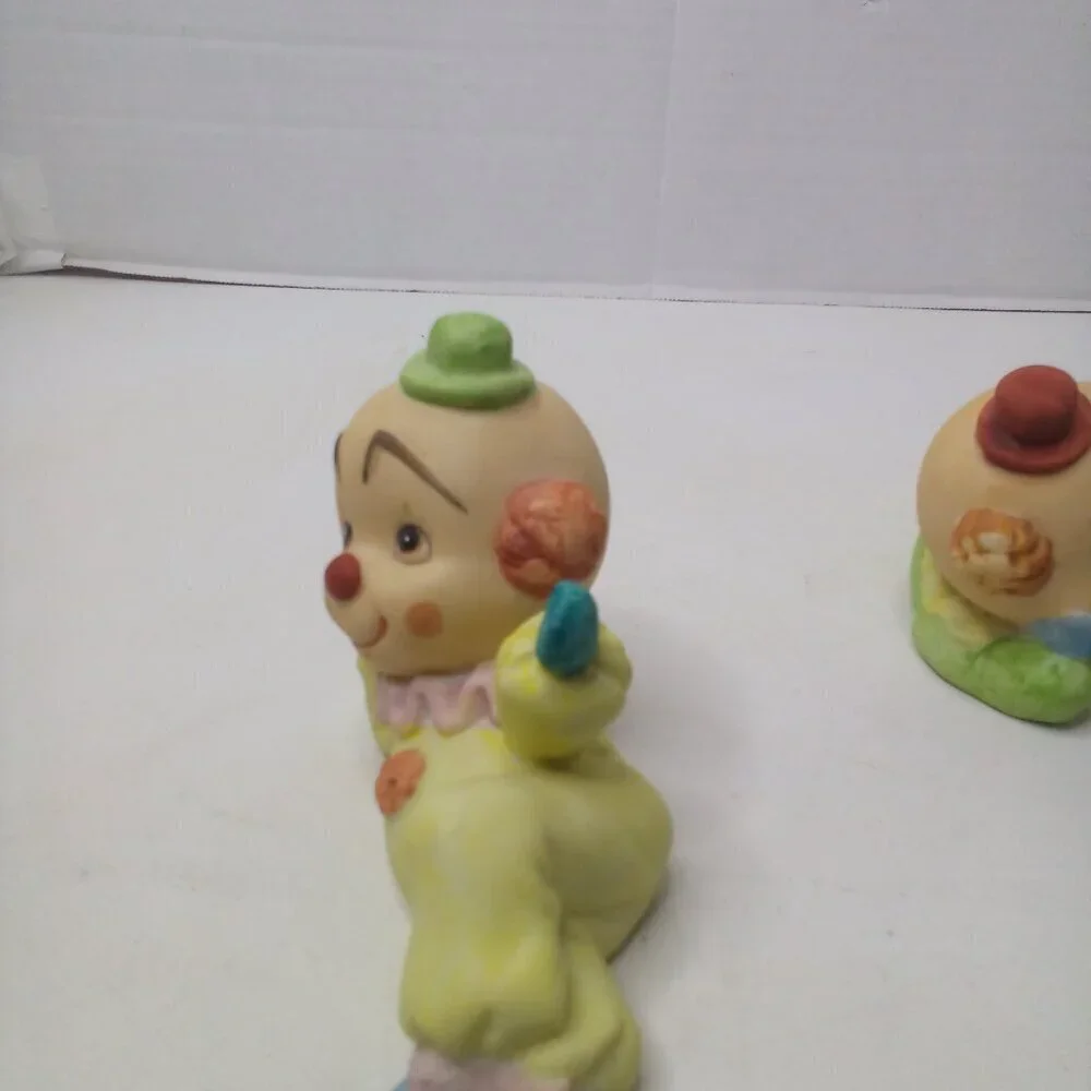 Vintage Ceramic Baby Clowns Lot of 3 Figurine Painted Shelf Sitter
